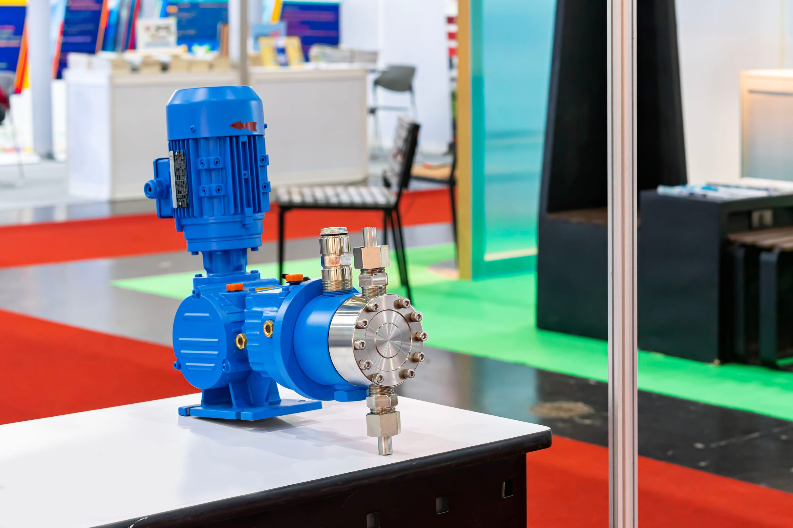 hydraulic diaphragm dosing pump assembly with electric motor and worm gear for conveying or feeding chemical or suspend liquid etc. in industrial